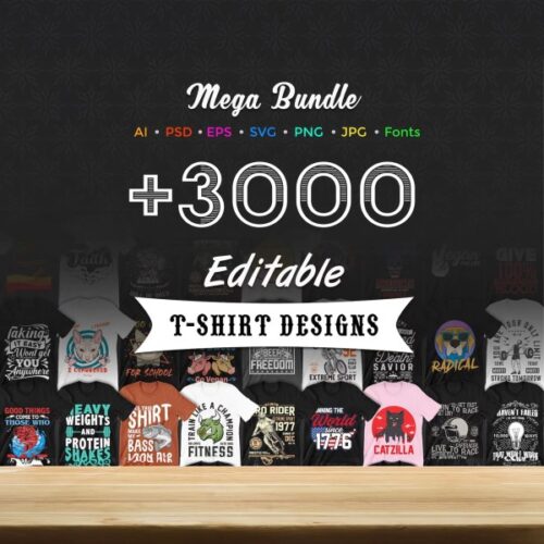 3000 Editable T-Shirt Designs